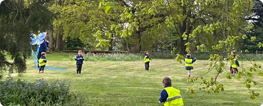 Children flying a kite